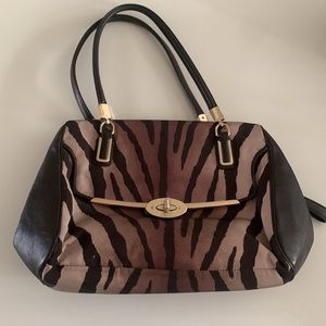 Coach Madison Zebra Print Brown/Tan Madeline purse in excellent condition